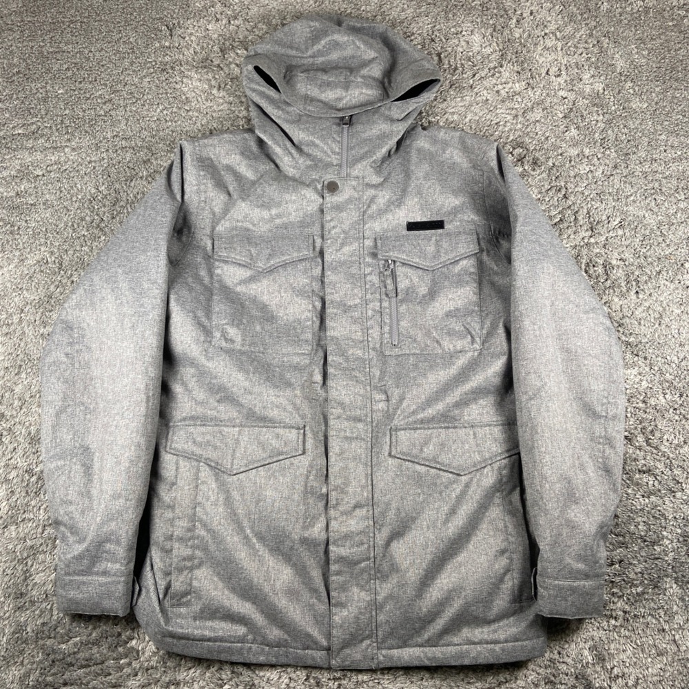 Burton Covert Snowboard Jacket Mens L Grey DryRide Insulated Hooded Parka Coat